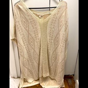 Ella Moss Knit Off White Poncho Style Sweater